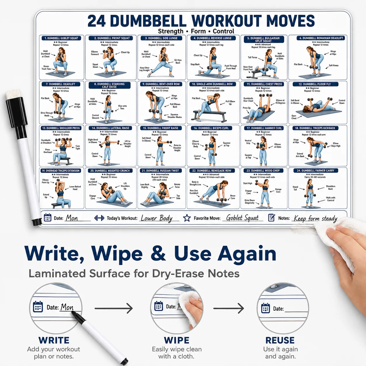 1 stuks Dumbbell Workout Moves - Home Gym Guide recensie en prijs