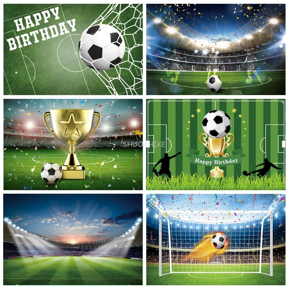 Soccer Field Photography Background Boy Football Communion Birthday Party Grassland Stadium Poster Baby Portrait Photo Backdrop