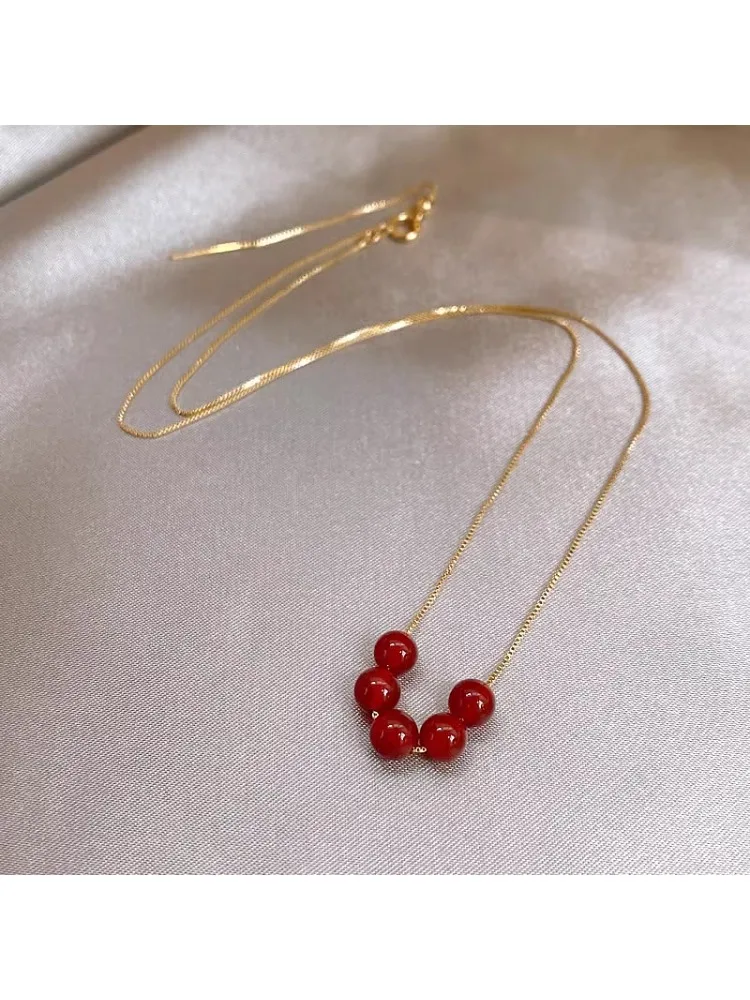 

Onyx autumn and winter necklace ins wind niche collarbone chain women's exquisite neck chain beaded neck accessories