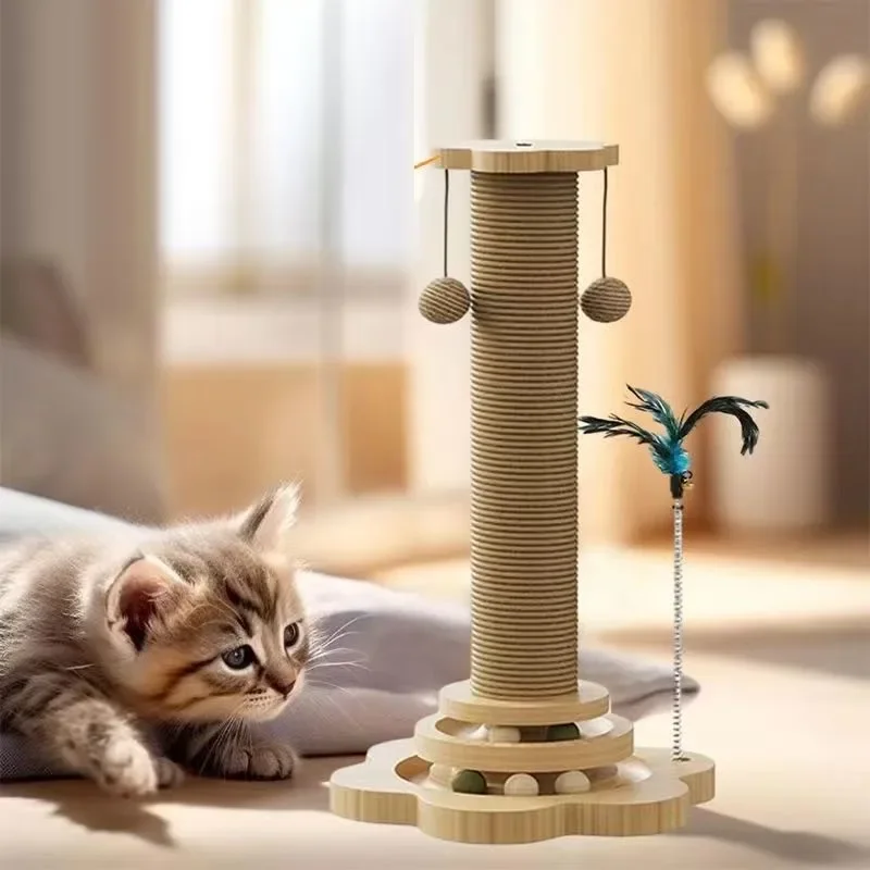 Pet Cat Toy cat scratcher Cat Turntable Funny  Stick Balls Durable Sisal Scratching Board  Supplies  Grab Column