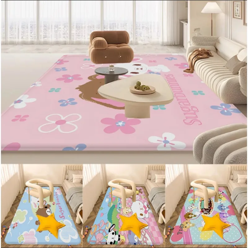 

S_sugarbunnies Anime Kawaii Entrance Door Mat Washable Non-Slip Living Room Sofa Retro Chairs Area Mat Kitchen Welcome Doormat