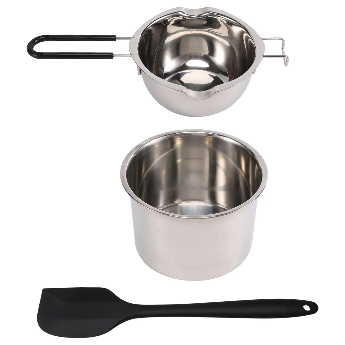 Double Boiler Pot Set Stainless Steel Melting Pot with Silicone Spatula for Melting Chocolate,Soap,Wax,Candle Making