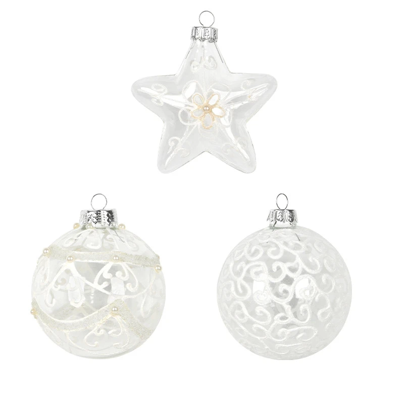 

Christmas Decoration Hand-painted Transparent Glass Balls Christmas Tree Ornament Hanging Balls Arrangement