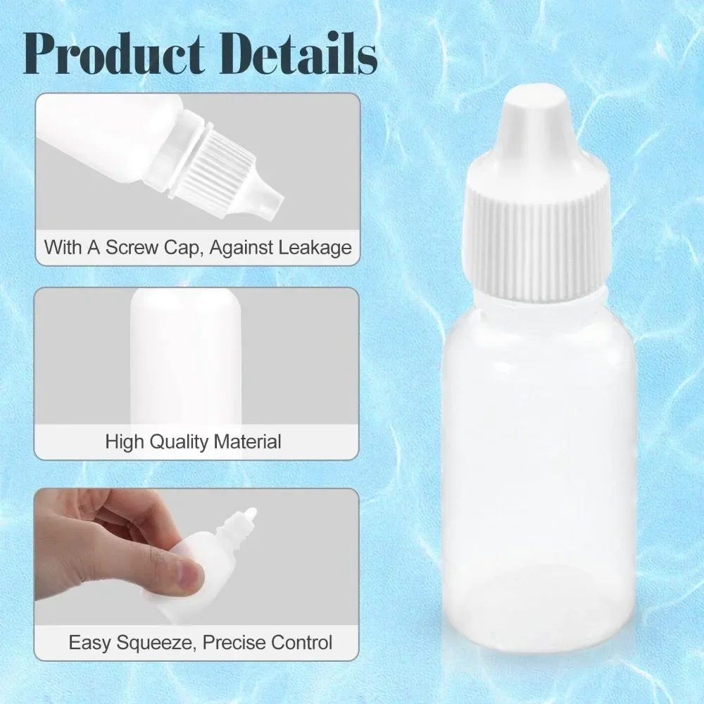 50pcs 3-100ml Empty Plastic Dropper Bottle Squeezable Liquid Dropper Container with Screw Cap for Eye Ear Drops Oils Saline