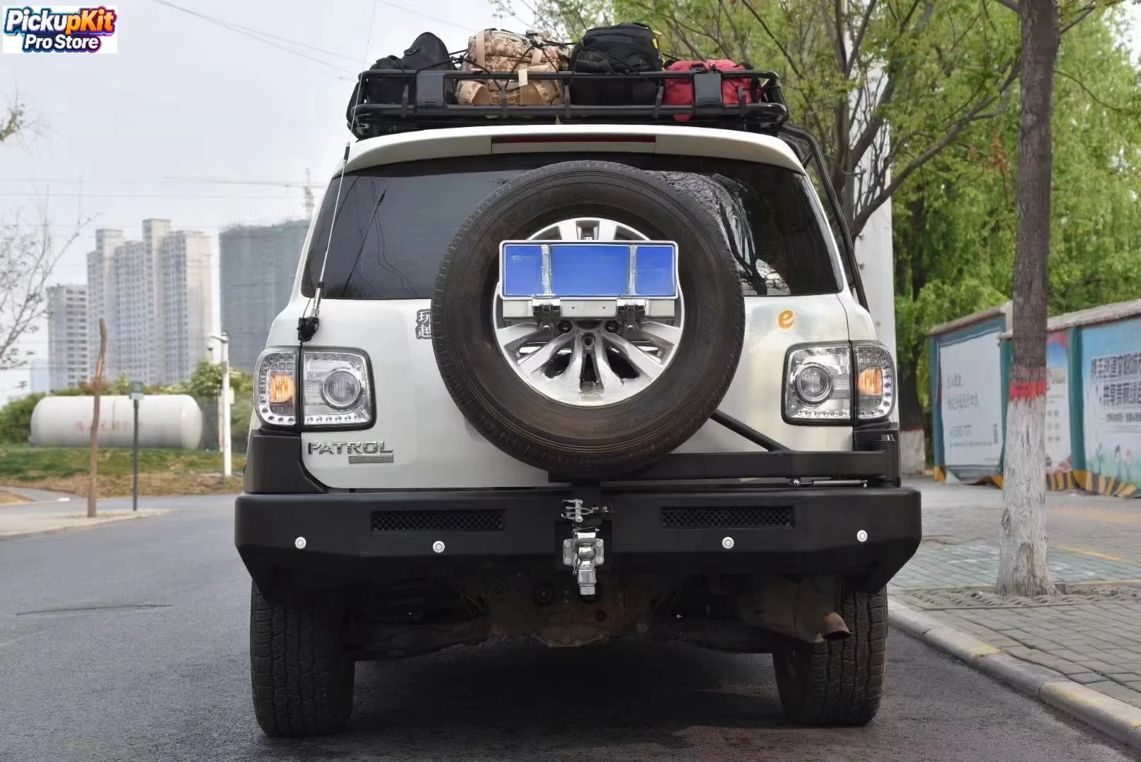 

Heavy-Duty Dual Spare Tire Crossing Steel 4x4 Rear Bumper With Spare Tyre Bracket for Patrol Y62 Armada