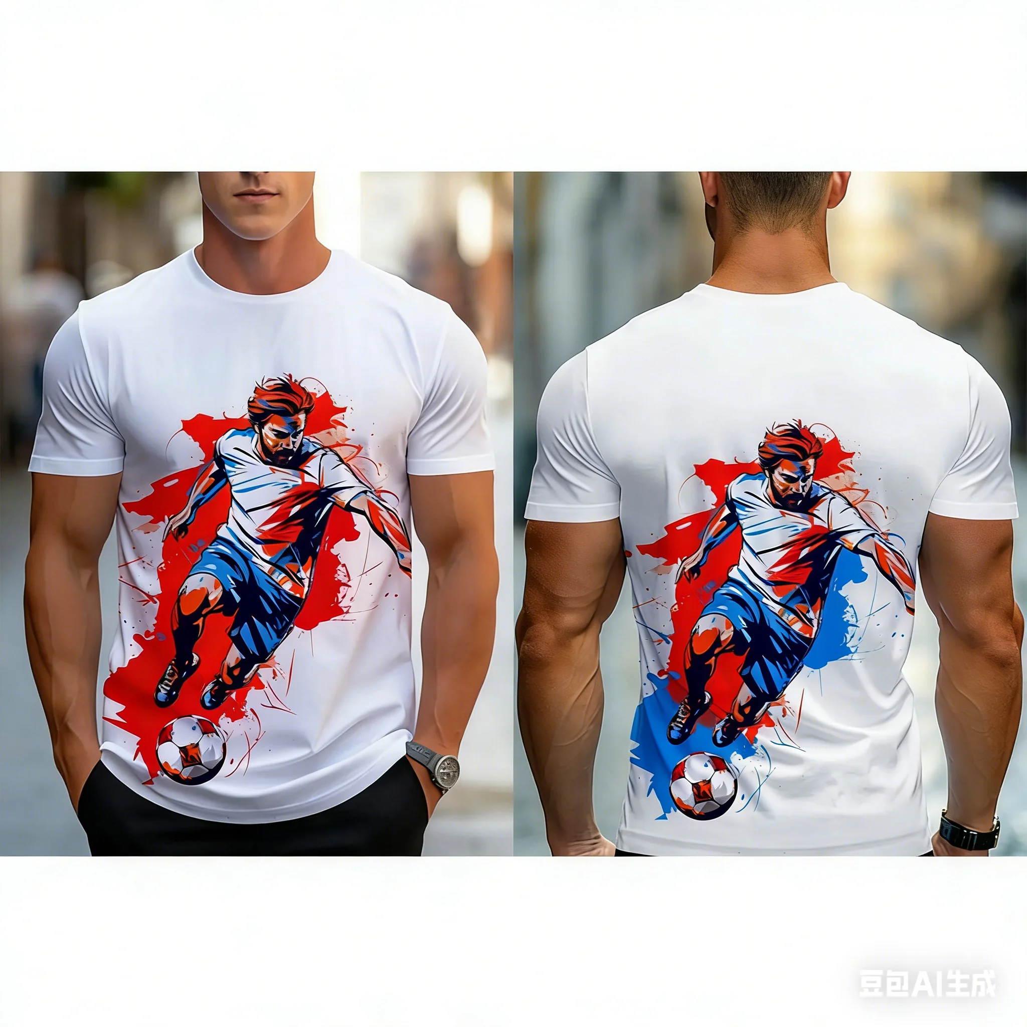 

Men's Dynamic Football Player 3D Print T-Shirt, Soft Lightweight & Comfortable Fit, Multi-Scene Wear for Gym/Outdoor/Casual