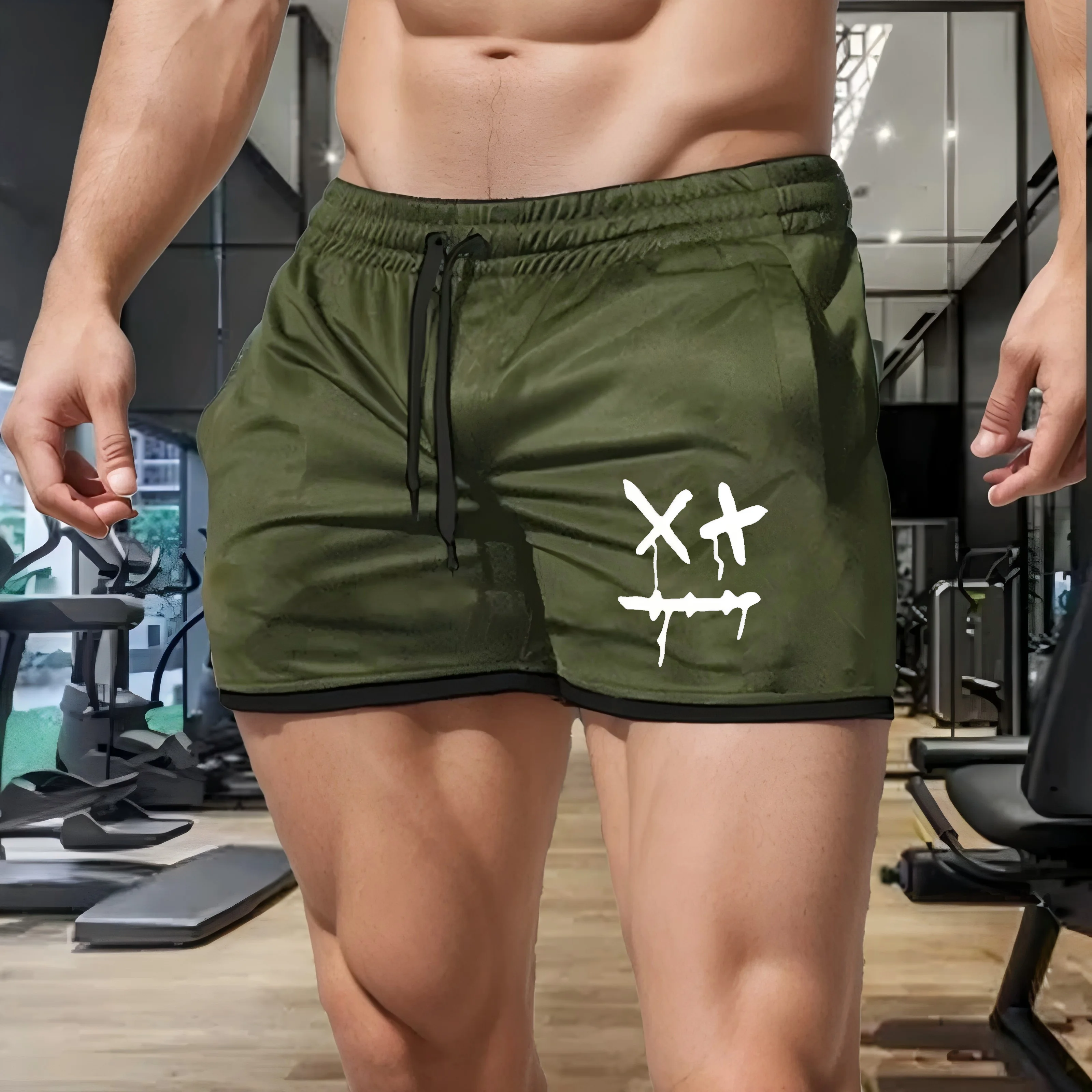 Men's Smiling Face New Fashion Printed Shorts, Quick Drying Breathable And Comfortable Shorts, Beach Sports Shorts For Gym M-3XL