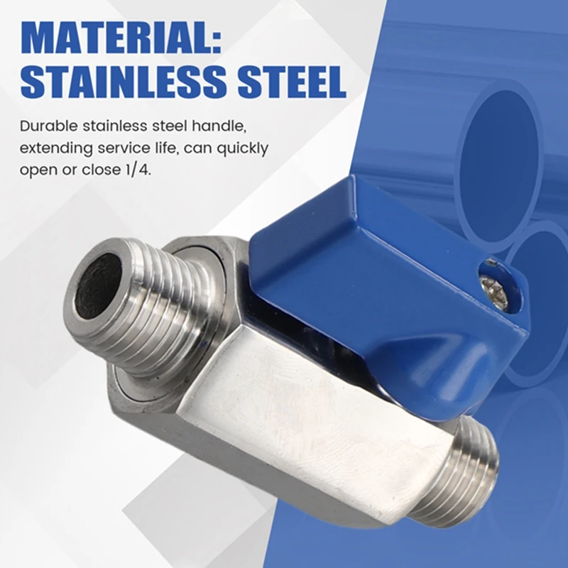 Stainless Steel Ball Valve - 1/4 Inch NPT Thread Male Small Mini Ball Valve (1/4Inch Male&Male)