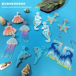 Rice bead earrings Tassel Ocean Starfish Medusa Design Originality Hand knitting Bohemia Alloy Fashion Simple Beaded earrings