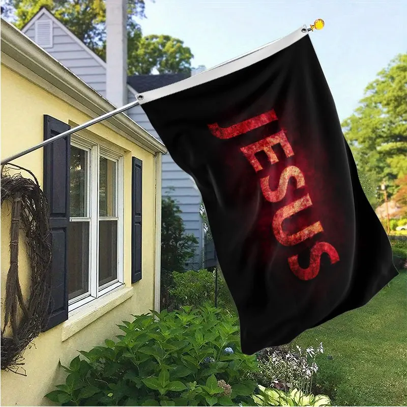 Jesus Faith Flag Black Religious Garden Banner Acrylic Outdoor Decoration