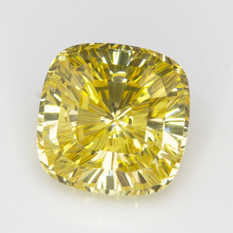 New Yellow 10x10mm Cushion Millennium Cut Cubic Zirconia Stones Loose Gemstone for Jewelry Making