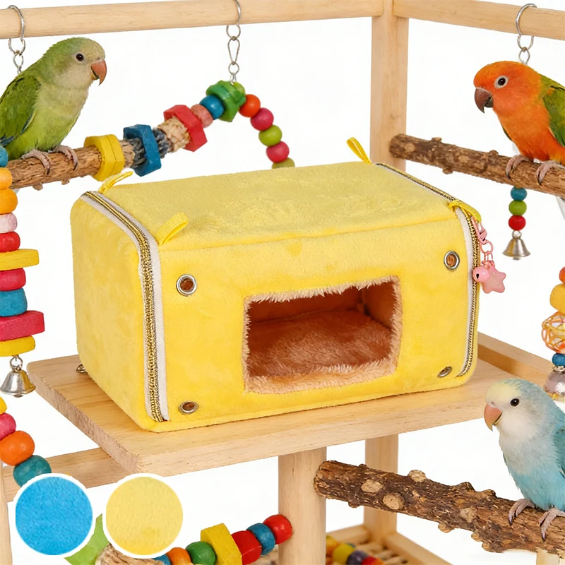 

Warm Parrot Hanging Hammock Nest Plush Fleece Cave with Removable Zipper Cover for Cockatiel Parakeet Bird Cage Accessory