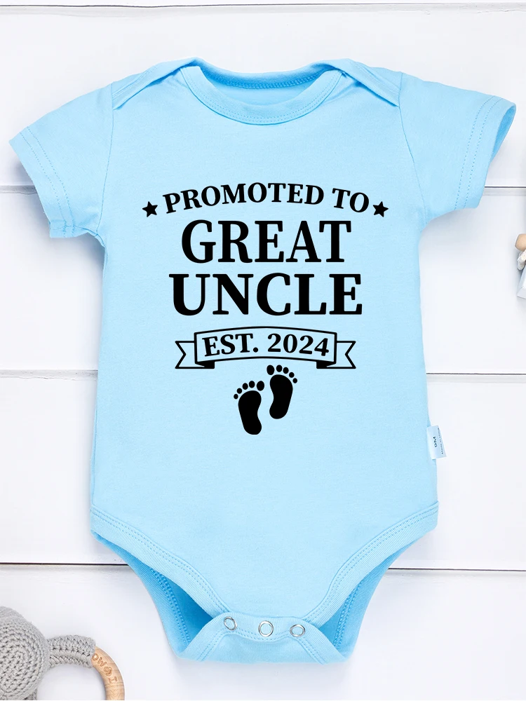 Promoted to Great Uncle EST 2024 Baby Onesie Pregnancy Announcement American Style Cotton Infant Clothes Aesthetic Harajuku