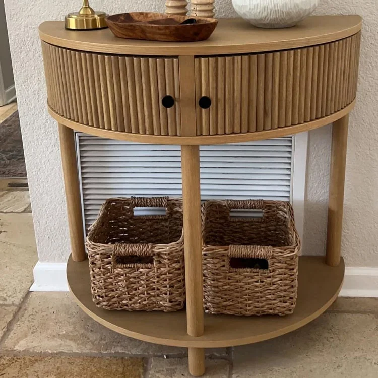 

For Living Room Furniture Wholesale Modern Solid Wood Entryway Table With Two Doors and Black Knobs