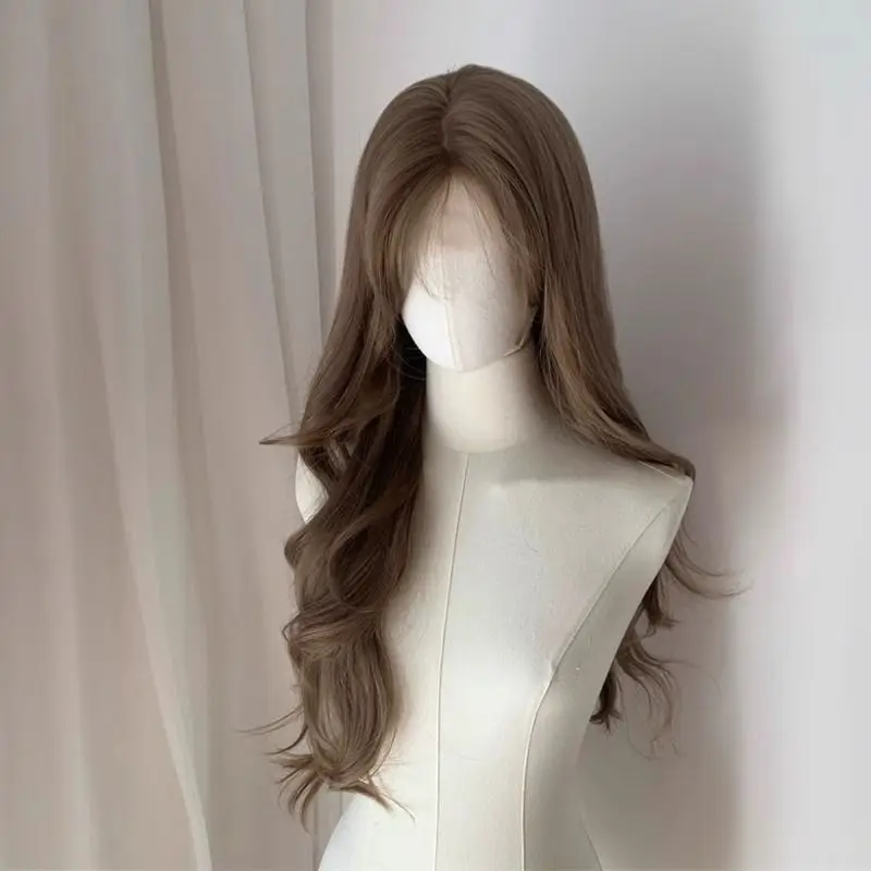 Brown Long Hair Chemical Fiber Synthetic Wig Big Wave Simulation Lolita Long Straight Wig Women's Wig