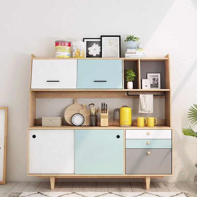 Fresh style dining room, two-story large storage kitchen, Nordic modern sideboard