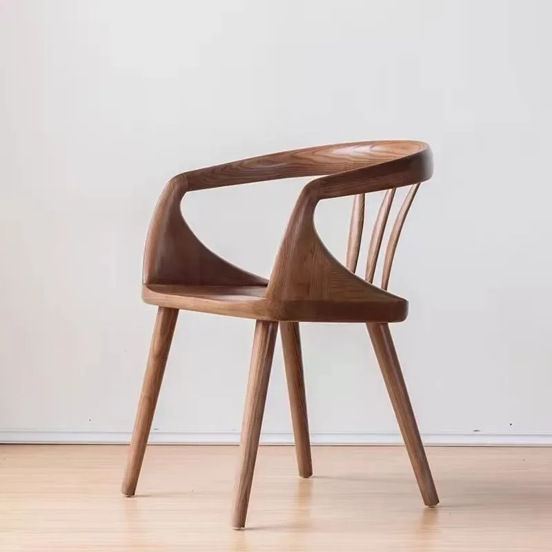 Nordic household solid wood dining chair backrest simple modern space capsule backrest study leisure