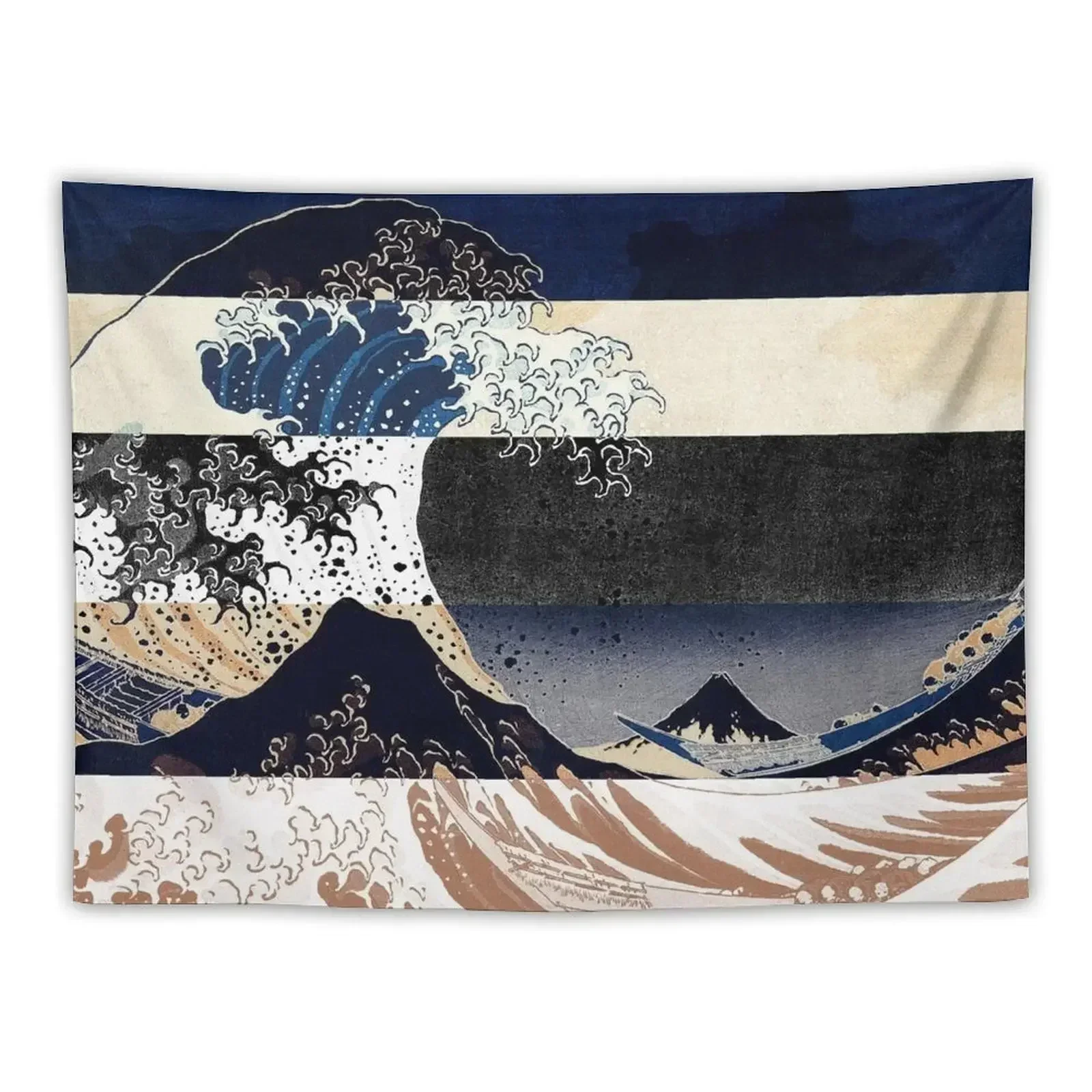 Great Wave Off Kanagawa Color Glitch Tapestry Decor For Bedroom Aesthetic Room Decors Tapestry