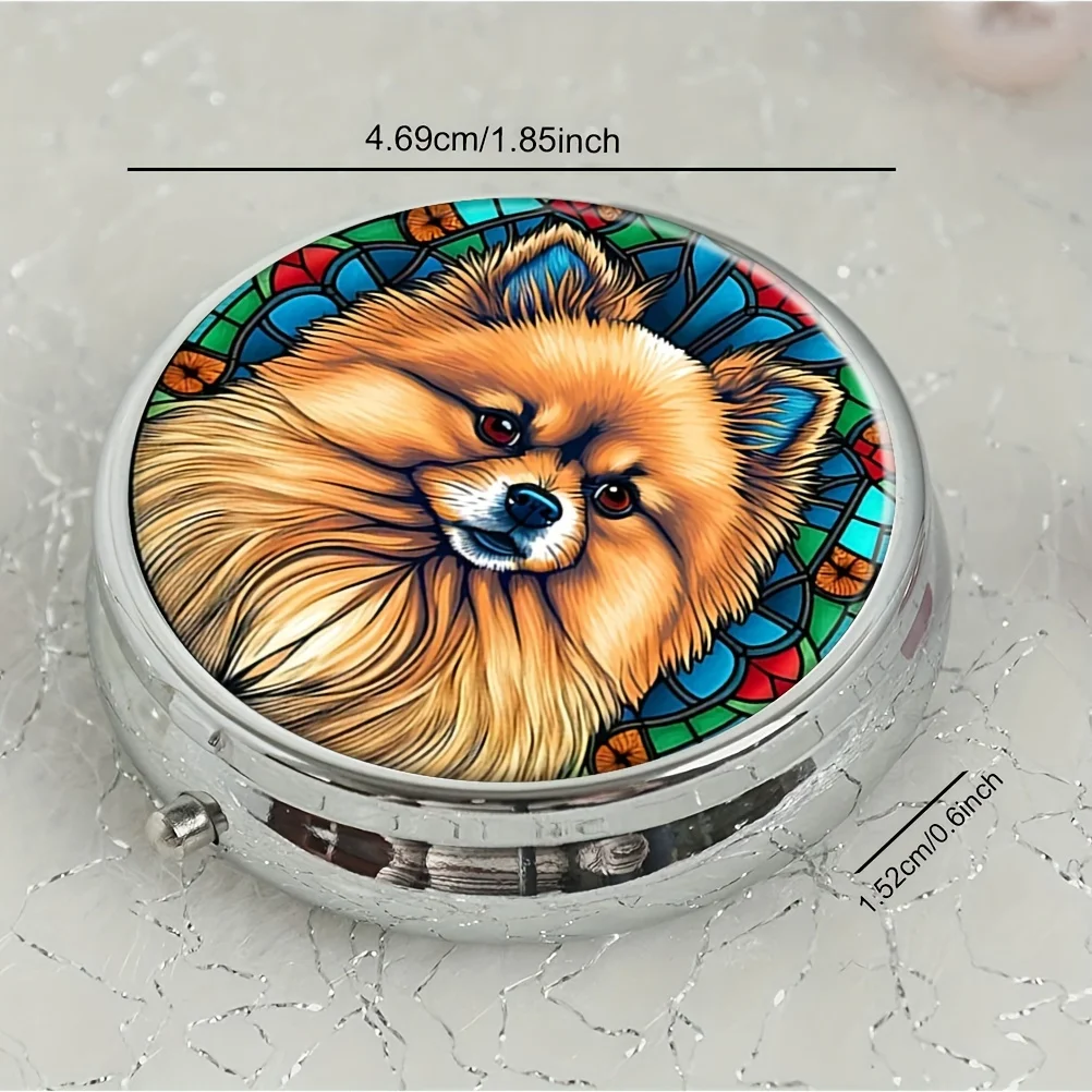 Pomeranian Pattern Medicine Box - Portable 3-grid medicine storage box,suitable for travel,wallet or pocket decoration,small box