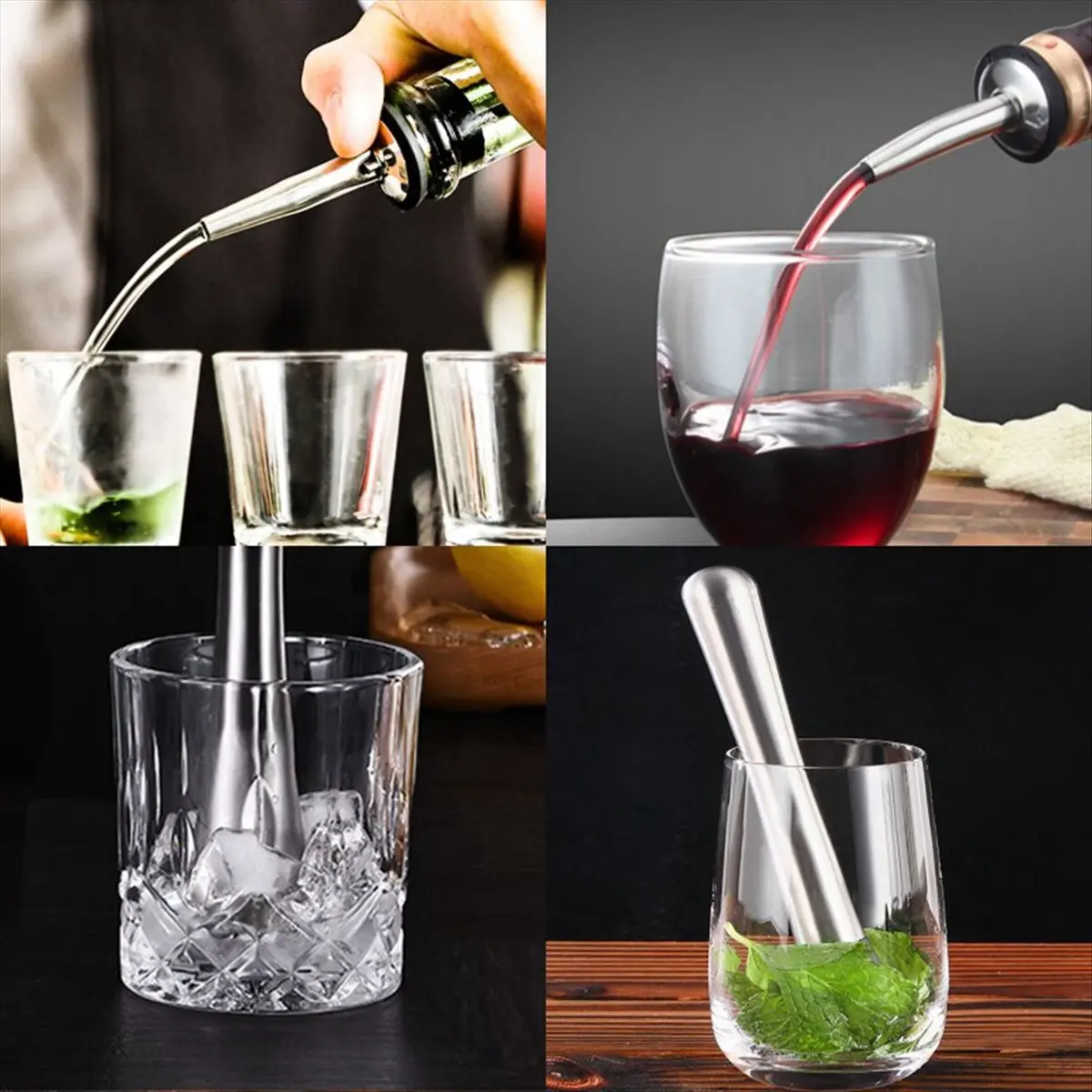 

A45I Cocktail Shaker Set with Cocktail Recipe, Bartending Kit Bar Tools Accessories Pourer Muddler Jigger