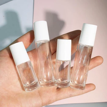 5ml 10ml Roll-on essential oil bottle perfume container clear glass roller ball vial