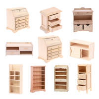 1/12 Dollhouse Bookshelf Storage Cabinet Miniature Closet Book Table Cabinet Shelf Model Dollhouse Furniture Decor DIY Toys