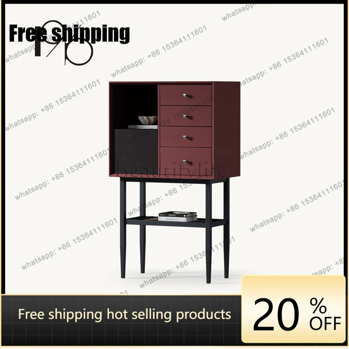 LS Italian minimalist four-chest cabinet designer high-end light luxury high-footed locker bedroom storage