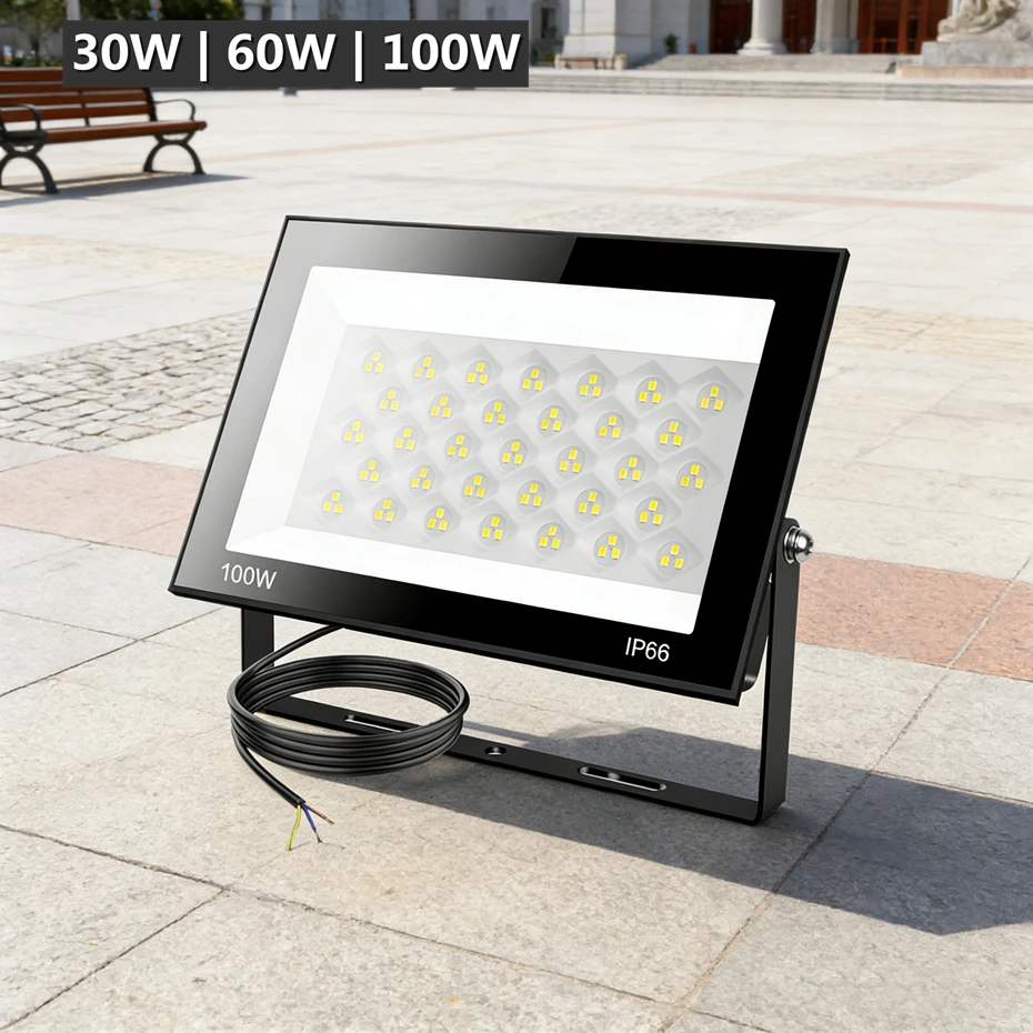 

Водонепроницаемый светодиодный прожектор AC220V 30W 60W 100W для наружного освещения, IP66, для сада, улицы, стен, холодный белый свет 6500K