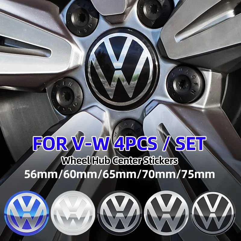 4pcs 56mm 60mm 65mm 70mm 75mm Car Wheel Center Hub Cap Sticker For Volkswagen VW CC GTI Polo Golf Touareg Passat Magotan Tiguan