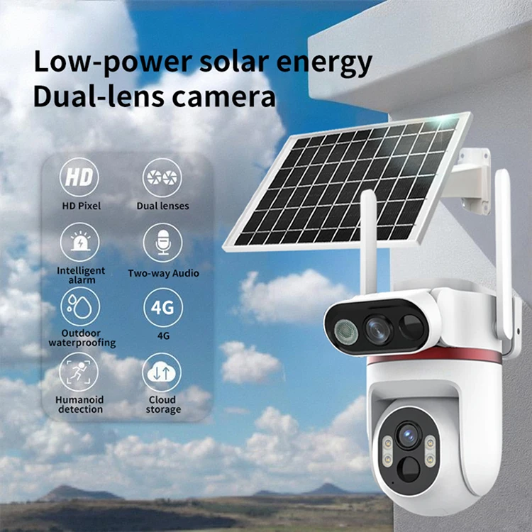 Rscamtom 4k DIY Custom Logo Color Pattern Security Camera Ubox Dual PIR Detection Auto Tracking 4G Solar Camera