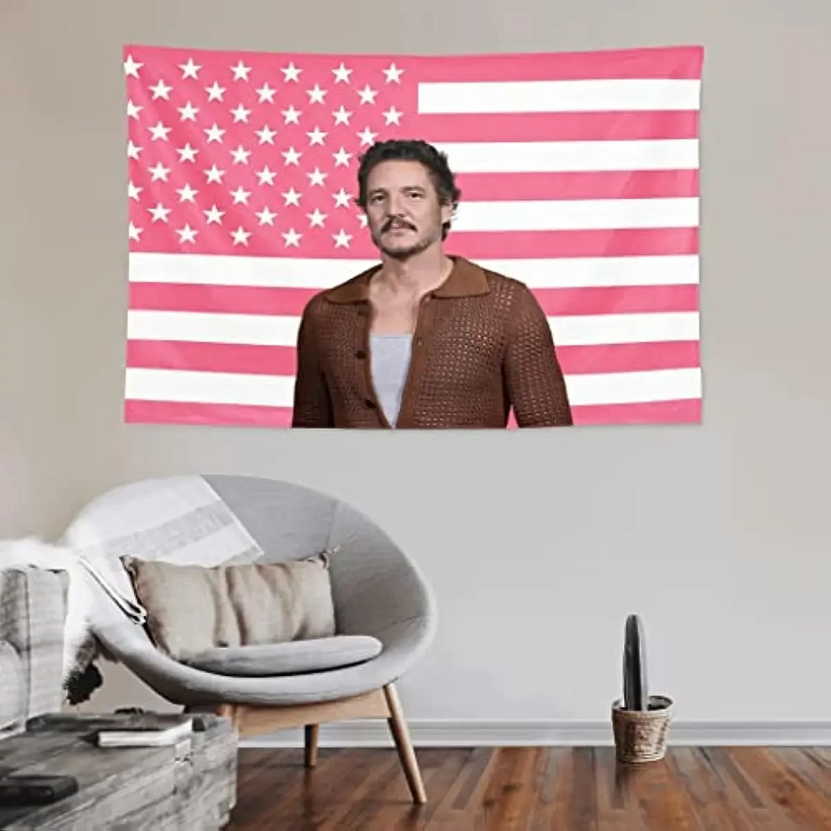 Pedro Pascal Tapestry Pink Art Wall Decor for Bedroom Livingroom College Dorm Wall Hanging Decoration Birthday Gift