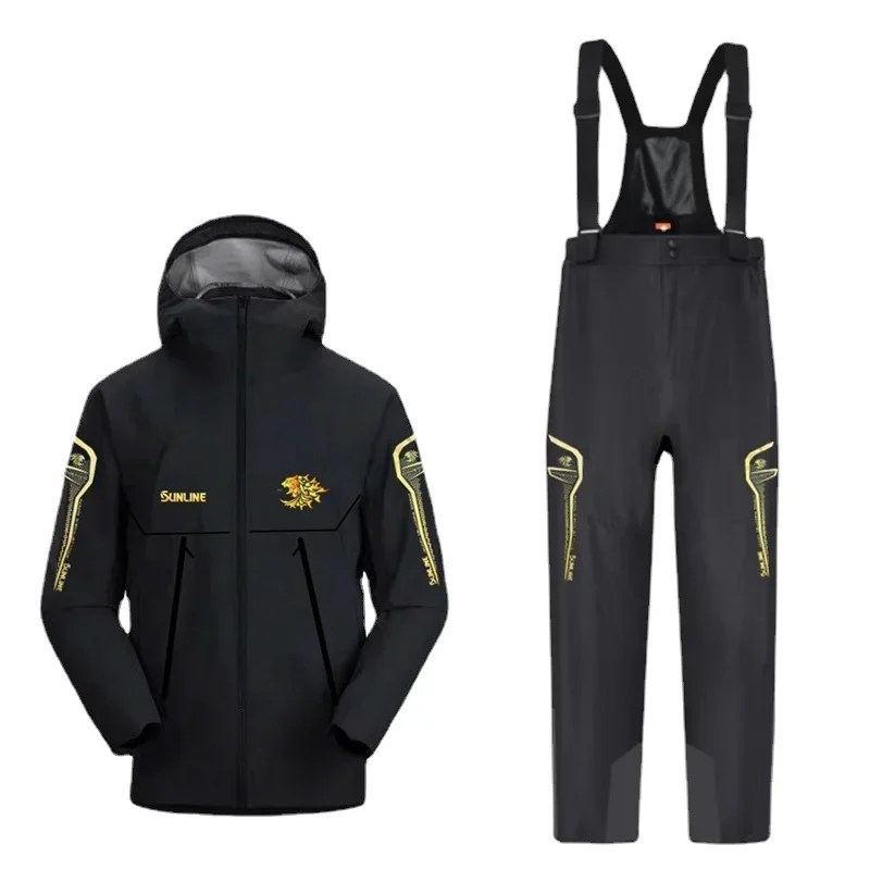 New SUNLINE Fishing Clothes Set Three Layers Adhesive Coat Waterproof Fiishing Jacket Pants Thin for Spring Autumn Wear