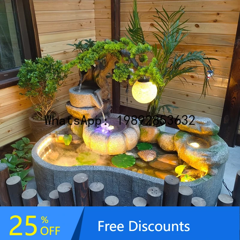 XLL Circulating Water Balcony Fish Pond Rockery Fish Tank Landscaping Indoor Office Water Feature Decoration