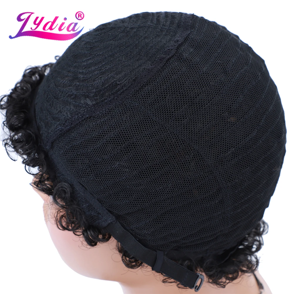 Lydia Synthetic Wigs For Women Short 3Inch Kinky Curl Kanekalon Heat Resistant Fiber Kinky Black Daily&Party Wig