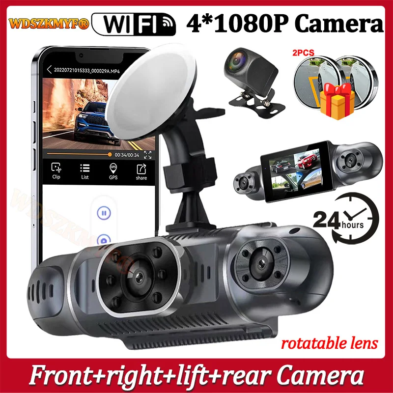 

4 Lens 1080P Car DVR WiFi Video Recorder APP Control Dash Cam 360 Degrees Rear View camera 24h Parking Monitor Car Assecories