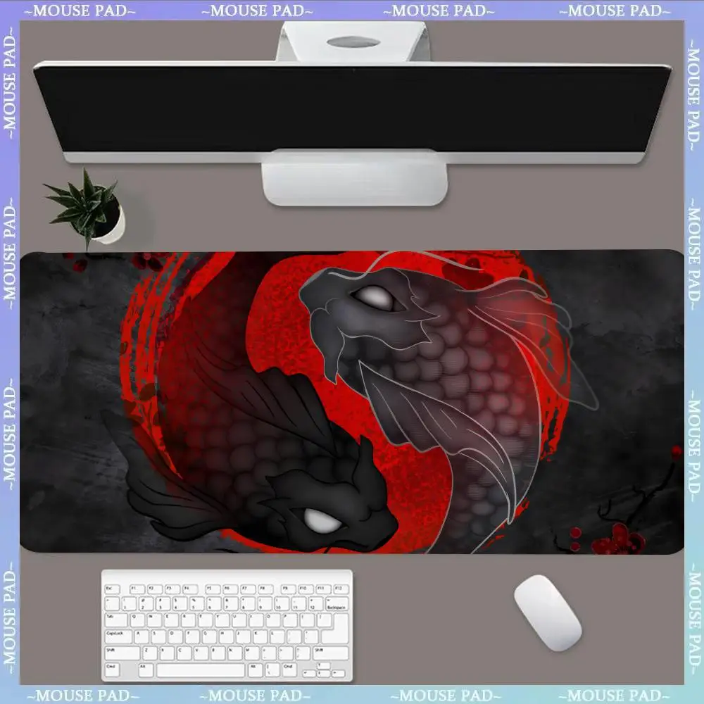 Alfombrilla de ratón de Tai Chi Fish MINISO, almohadillas grandes para juegos, bloqueo XL, tamaño de borde para Gamee, regalos para hija, niño, hermano, amigo, mundo