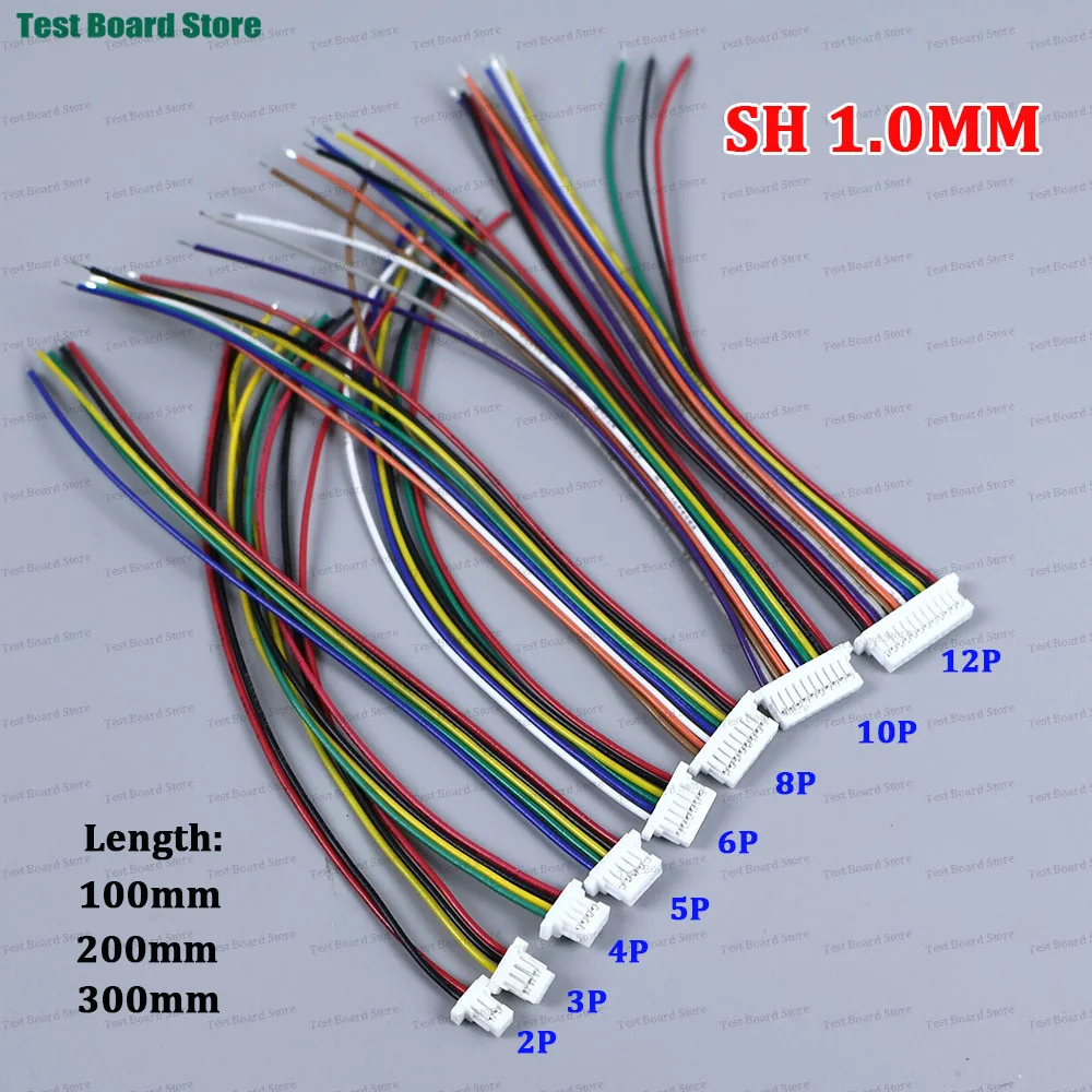 Conector de Cabo JST SH1.0 SH 1.0mm com 2/3/4/5/6/7/8/9/10/12 Pinos, Passo de 1.0MM, Comprimento de Fio de 10CM/20cm/30CM, 28AWG - 10/20/50 Peças