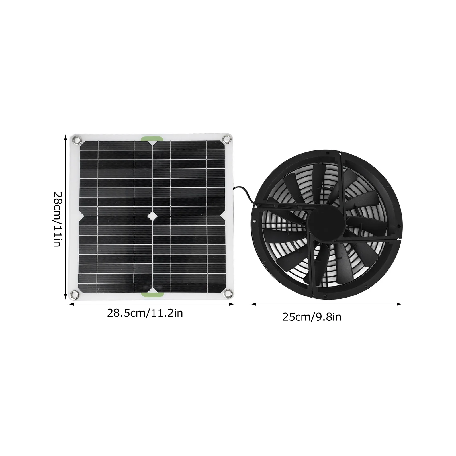 Solar Panel Fan Kit 10in 100W Waterproof Solar Panel Round Ventilation Case Exhaust Fan for Chicken Coop Greenhouse Shed