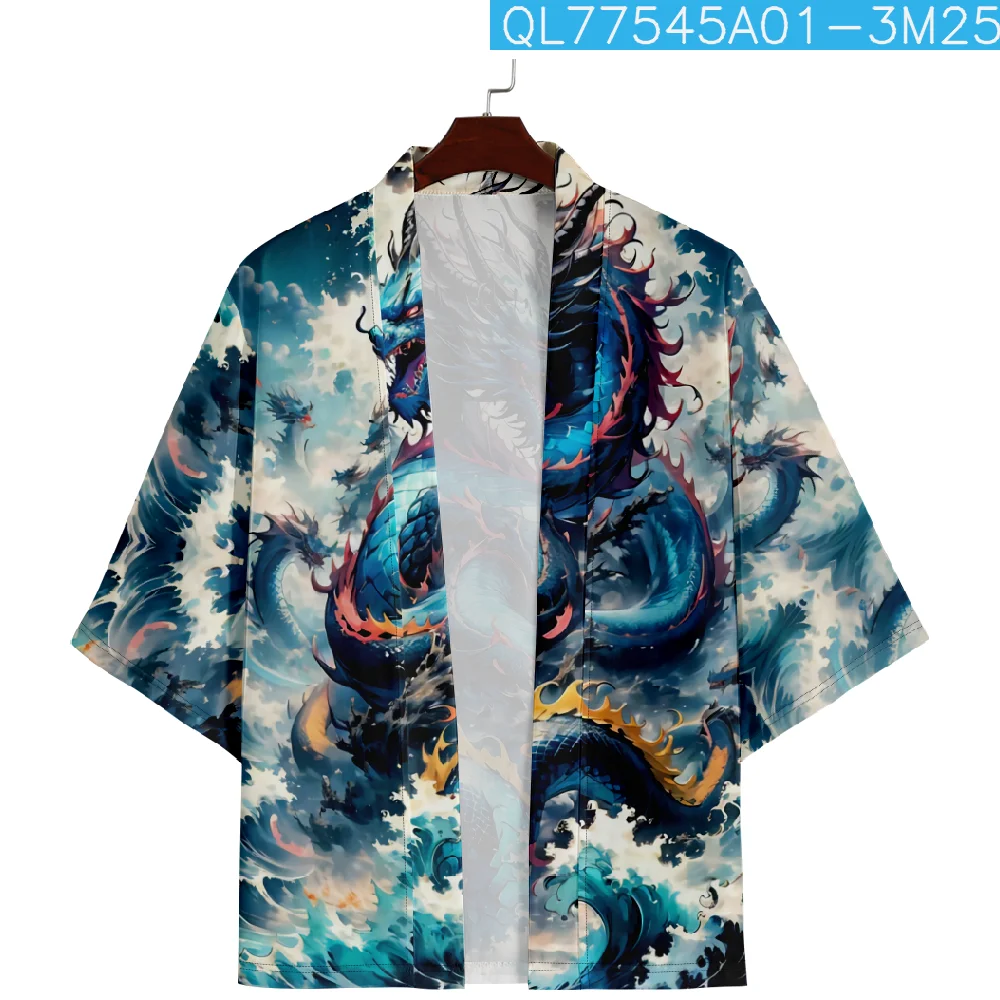 New Design Dragon Print Fashion Japanese Cardigan Haori Women Traditional Asian Clothing Cosplay Shirts Yukata Beach Kimono