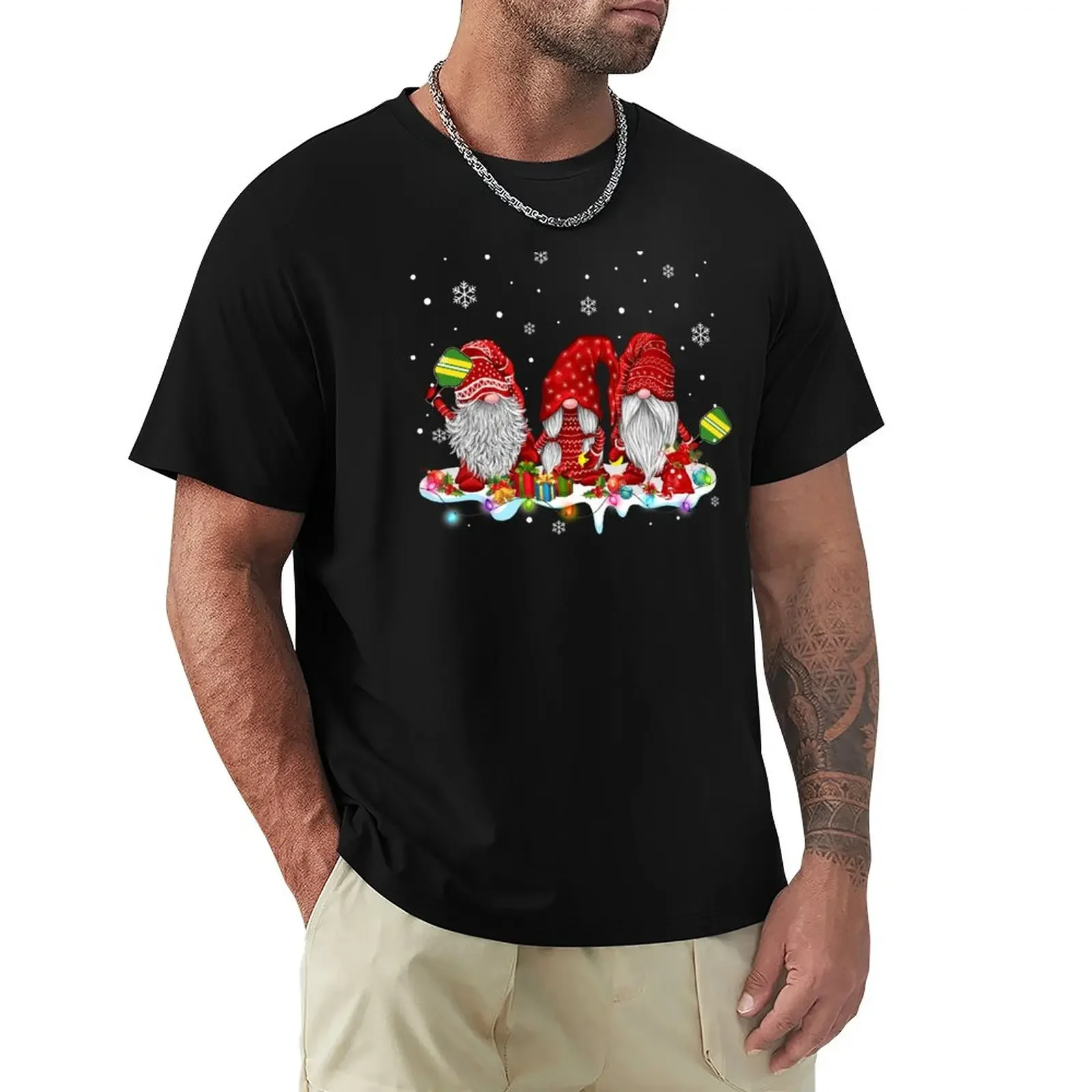 Best Sport Gnomes Pickleball Christmas T Shirts Gnome Santa Themed Design T Shirt T-Shirt blanks men clothing