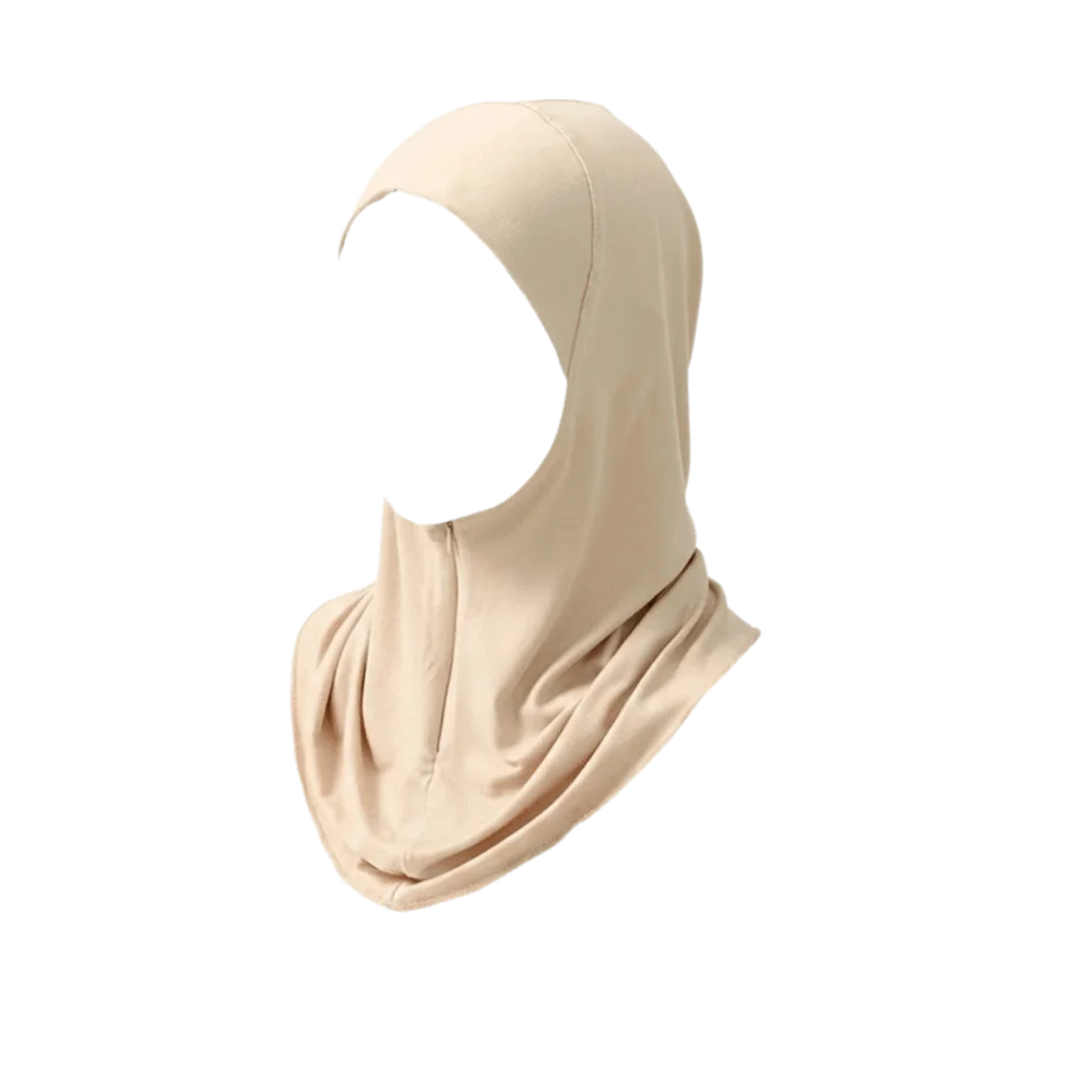 Plain Polyester Instant Cap Hijab Soft Solid Color Underscarf Hidden Zipper Elastic Inner Cap Women