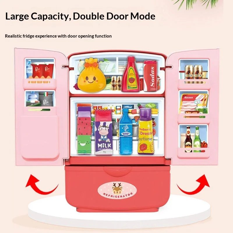 Simulation Refrigerator Kitchen Toy Double Door Mini Household Appliance Refrigerator Toy