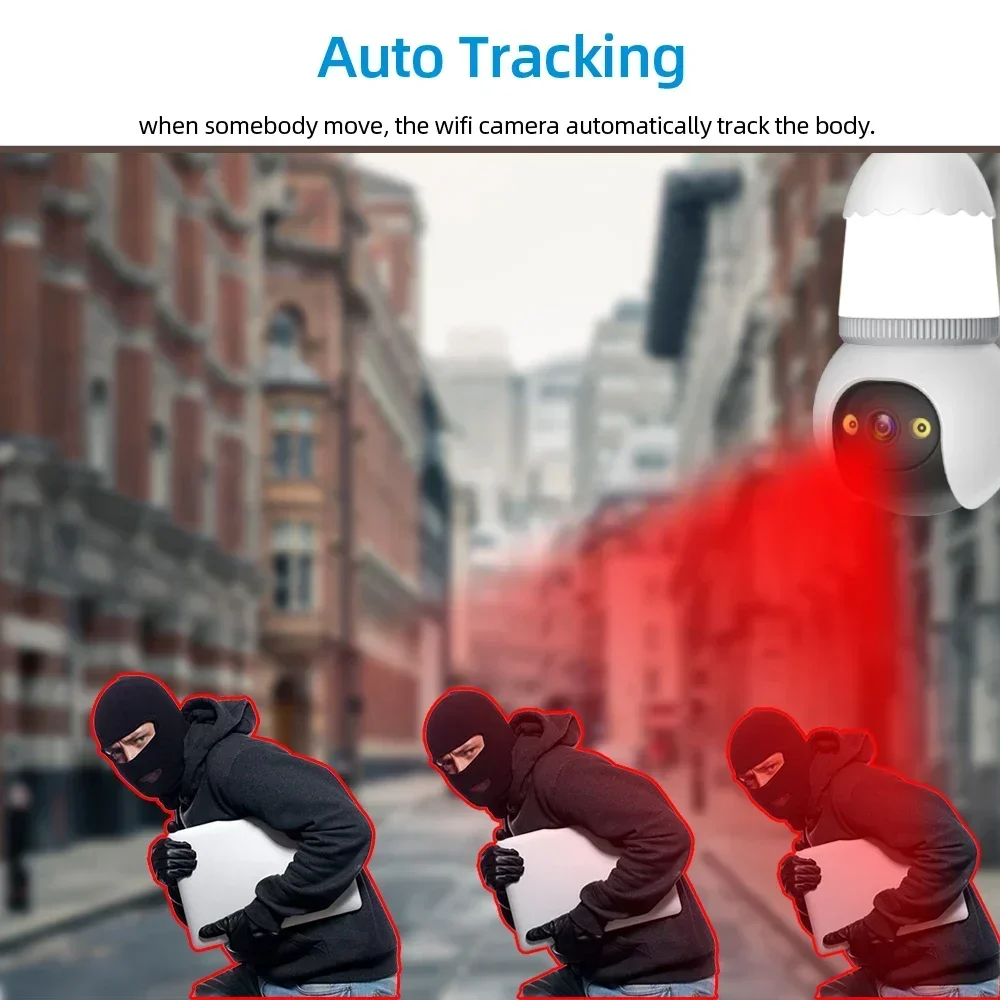 Tuya 5MP Wifi PTZ IP ampoule caméra suivi automatique maison vie intelligente caméra de Surveillance sans fil 2 voies Audio bébé moniteur Cam