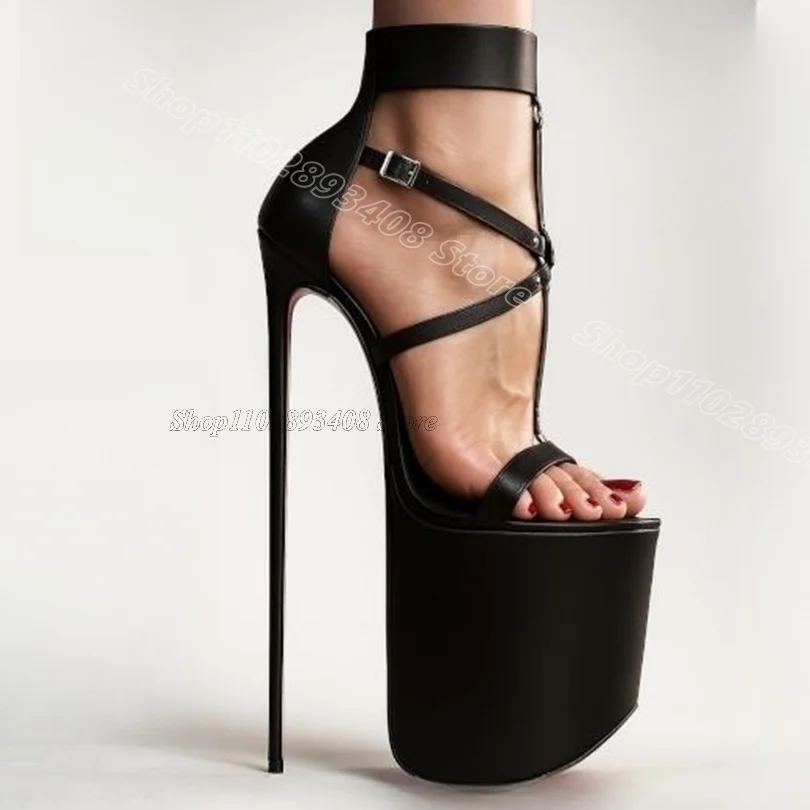 

Black Open Toe Platform Sandals Cover Heels Solid Design for Women Casual Dress Fashion Summer Sandals 2025 Zapatos Para Mujere