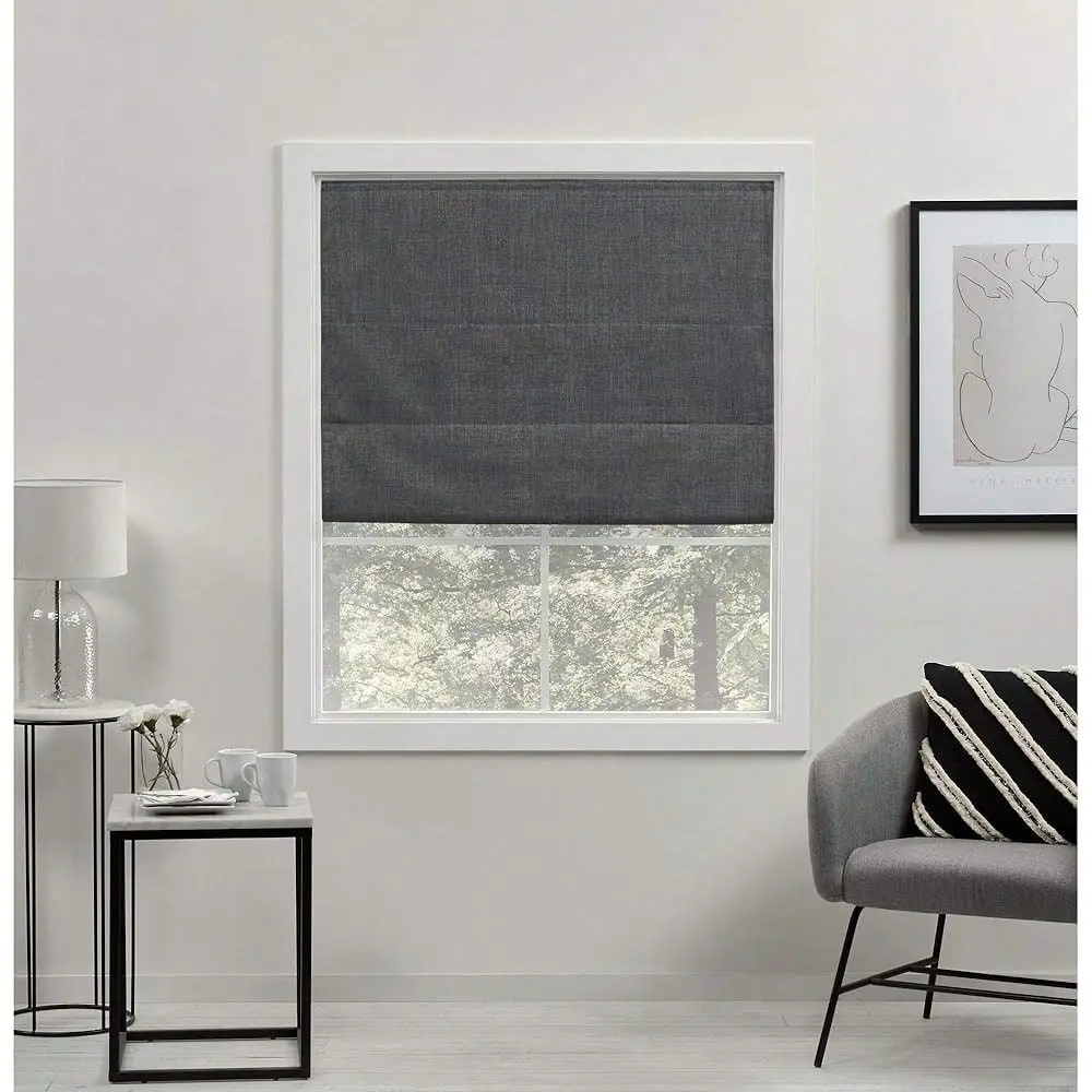 

Acadia 1OO Blackout Polyester Roman Shade, 23 X64 , Grey