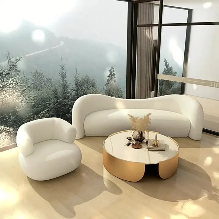 Reception Sofa Luxury Modern Living Room Lounger Sofa Soft Lambswool Covers 2 Person Loveseat Sofas