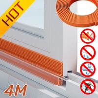 4/2M Window Soundproof Sealing Strip TPE Sliding Window Frame Edge Windproof Strip Door Sealing Gap Filled with Waterproof Strip