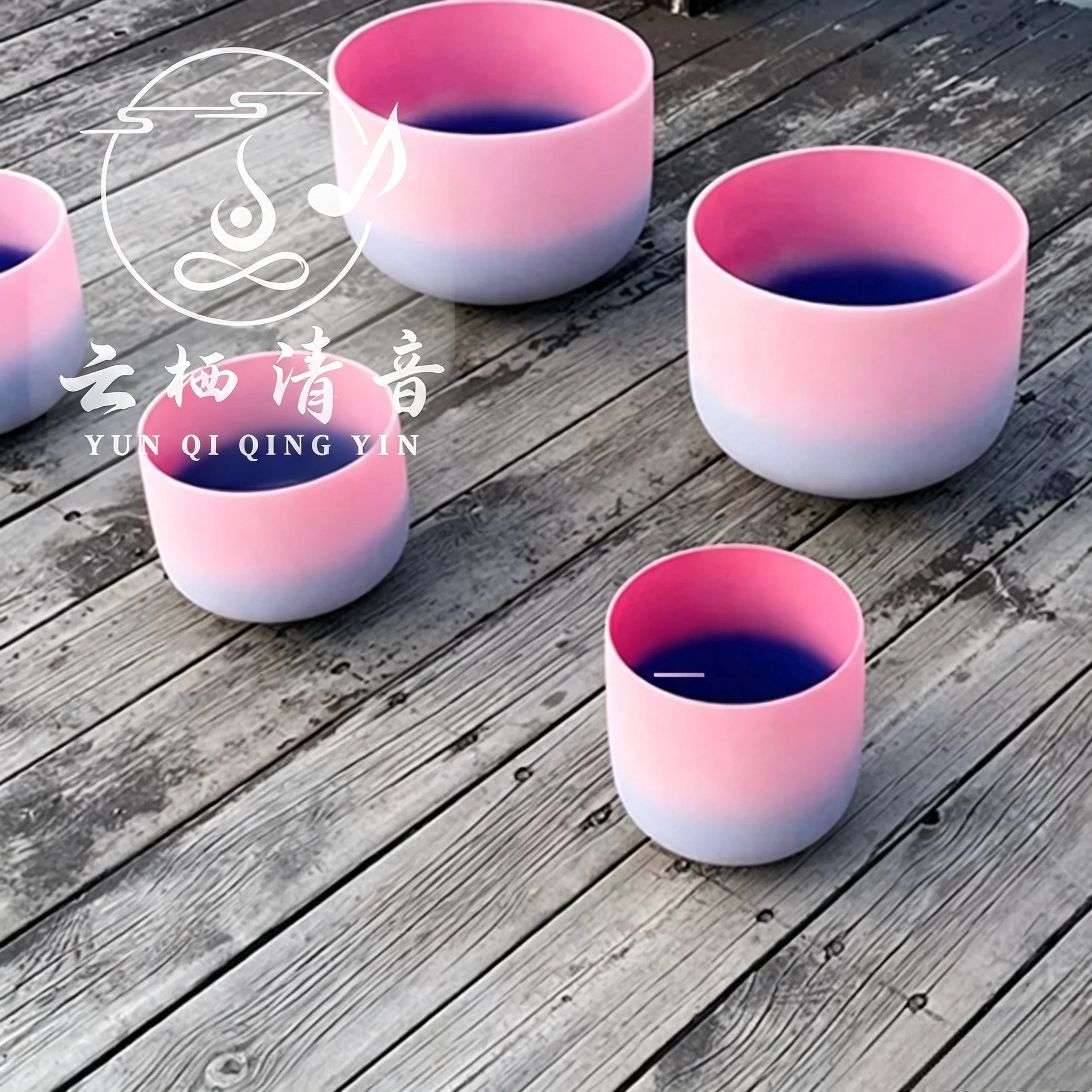YUN QI QING YIN 6 To 12 Inch 7 To 12 Inch Seven Pieces Pink Purple Crystal Singing Bowl Kit 432Hz 528Hz Optional Chakra Alignment Sound Bath Relaxation With Carry Bag