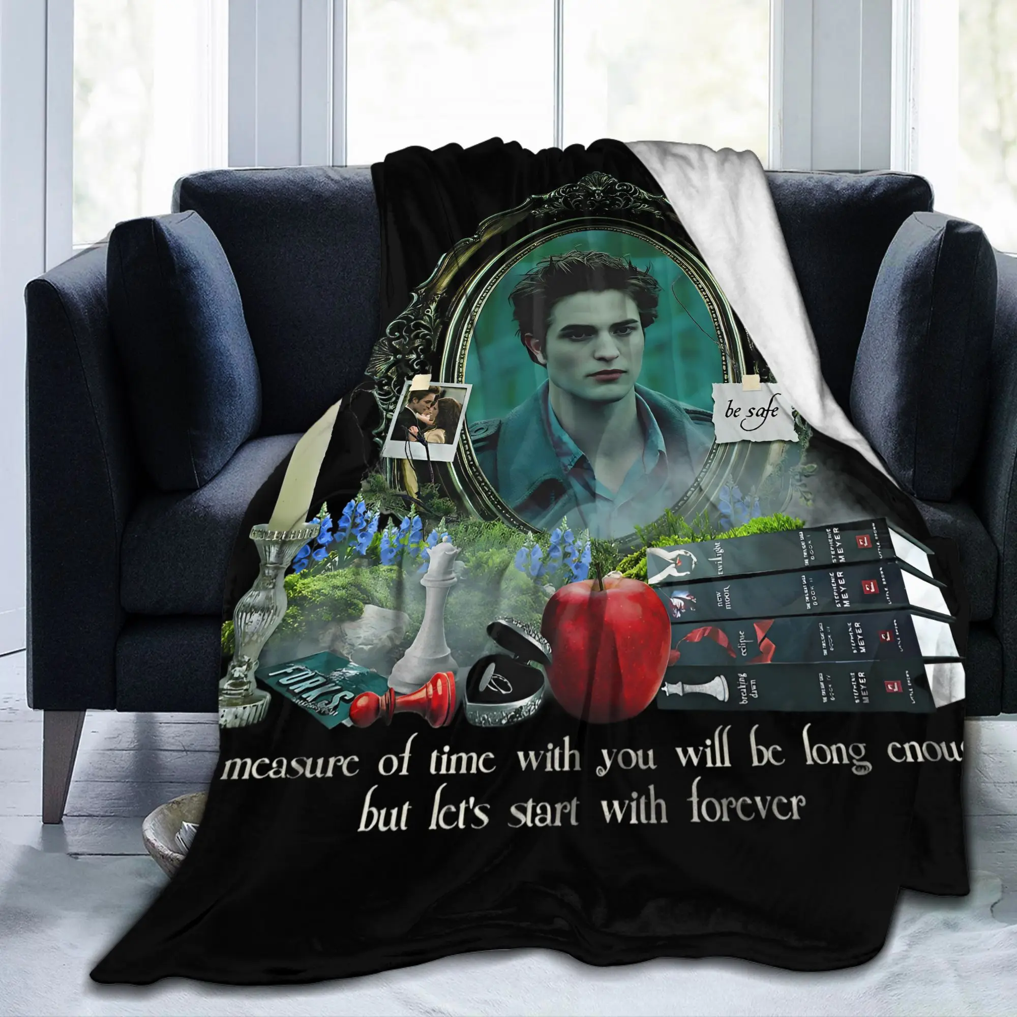 Twilights Vampire Edward Cullen Awesome Blanket Flannel Gothic Movie Warm Throw Blankets for Bedspread Gift Portable