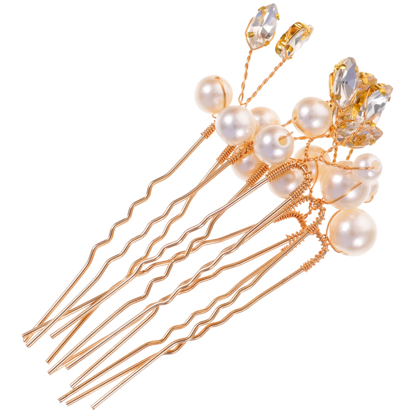 6 قطع من دبابيس الشعر المصنوعة من حجر الراين لؤلؤ الزفاف وإكسسوارات شعر الزفاف لوصيفات العروس والمناسبات الخاصة دبوس شعر من حجر الراين واللؤلؤ #1